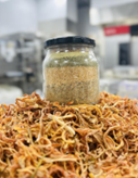 Finished natural additive-free vegetable stock powder in jar